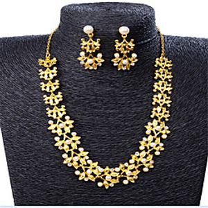 Women's Jewelry Set Classic Flower Stylish Imitation Pearl Gold Plated Earrings Jewelry Gold For Party Evening Festival 1 set miniinthebox