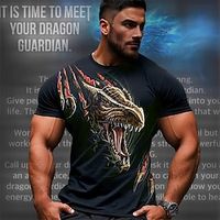 Dragon Guardian x LU | Men's 3D Dragon Mythical Creature Dark Style Streetwear T Shirt Short Sleeves Lightinthebox