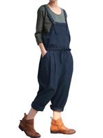 Casual Women Solid Strap Drawstring Harlan Jumpsuits - thumbnail