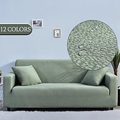 waterproof Slipcovers Sofa Cover for Living Room Couch Cover Double Seersucker Stretch Sectional Elastic Stretch L shape Armchair Cover Deep Sofa 4size miniinthebox