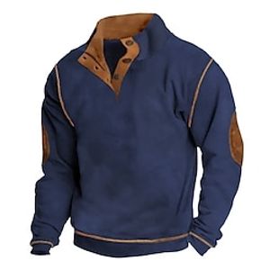 Men's Sweatshirt Navy Blue Standing Collar Plain Patchwork Color Block Sports  Outdoor Daily Holiday Vintage Streetwear Basic Spring   Fall Clothing Apparel Hoodies Sweatshirts  Lightinthebox