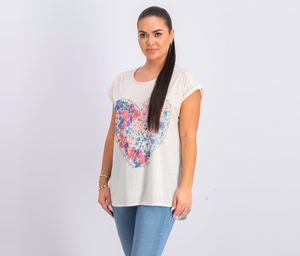 Women Graphic Pullover Top  Cream Combo