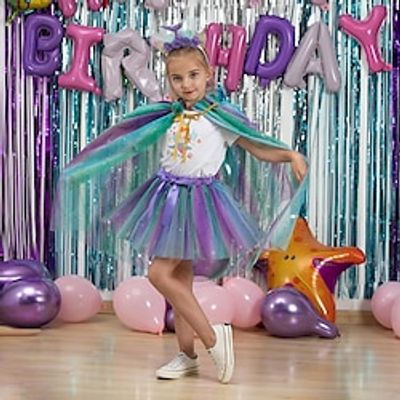 Toddler Girls' Thanksgiving Cloak Cape Outerwear Star Lace up Coat Party Active Cute Multicolor Colorblock White Summer Spring 3-12 Years Lightinthebox