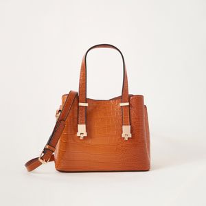 Reptilian Textured Crossbody Bag with Adjustable Strap