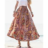 Women's Swing Bohemia Midi Skirts Chiffon Print Graphic Color Block Holiday Casual Daily Spring Summer Chiffon Bohemia Summer Blue Orange Lightinthebox