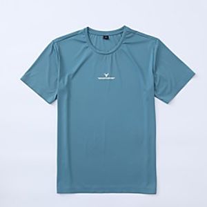 Men's T shirt Hiking Tee shirt Short Sleeve Tee Tshirt Top Outdoor Quick Dry Lightweight Breathable Sweat wicking Autumn  Fall Spring Summer Light Blue Red Wine Black Fishing Climbing Camping Lightinthebox