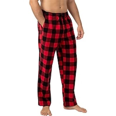 Plaid Casual Men's 3D Print Christmas Pajama Pants Xmas Pajama Pants Home Daily Wear Bedroom Flannel Wine Green Gray S M L Medium Waist Elasticity Pants Lightinthebox