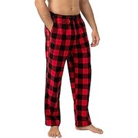 Plaid Casual Men's 3D Print Christmas Pajama Pants Xmas Pajama Pants Home Daily Wear Bedroom Flannel Wine Green Gray S M L Medium Waist Elasticity Pants Lightinthebox - thumbnail