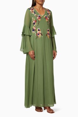 Anchor Floral Wreath Kaftan in Georgette Anchor Floral Wreath Kaftan in Georgette