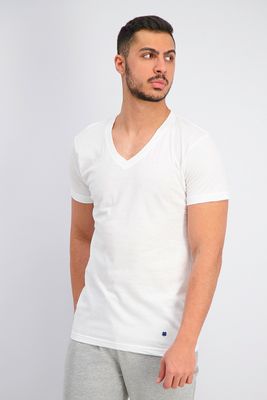 Mens Plain Short Sleeve V-neck Tees White Mens Plain Short Sleeve V-neck Tees White