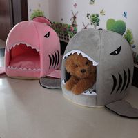 M Size Puppy Pet Cat Dog Shark Mouth House Warm Sleeping Bag Soft Bed Kennel Cushion - thumbnail