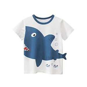 Kids Toddler Boys T shirt Short Sleeve 3D Print Shark Crewneck White Children Tops Spring Summer Daily Daily Slim 2-9 Years Lightinthebox