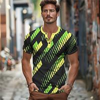 DopamineHoliday X Kris Lee Men's Geometric Color Blocking Henley Shirt Short Sleeve Button-Up T Shirt Lightinthebox