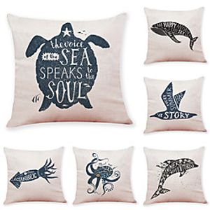 6 Pcs Faux Linen Pillow Cover Marine Animal Faux Linen Pillow Cases Car Pillow Cushions Sofa Pillows Office Nap Pillows miniinthebox