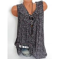 Women's Tank Top Black White Pink Floral Print Sleeveless Casual Holiday Basic V Neck Regular Floral S miniinthebox