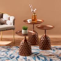 Metallic 3-Piece Embossed Nesting Table Set