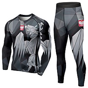 21Grams Men's 2 Piece Activewear Set Compression Suit Athletic Athleisure 2pcs Winter Long Sleeve Spandex Breathable Quick Dry Moisture Wicking Fitness Gym Workout Running Active Training Exercise Lightinthebox