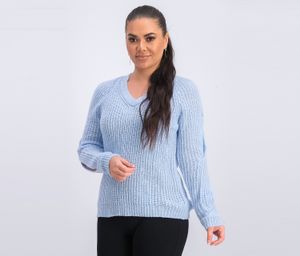Juniors V-Neck Twisted Long-Sleeve Sweater  Angel Fall