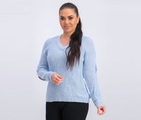 Juniors V-Neck Twisted Long-Sleeve Sweater  Angel Fall - thumbnail