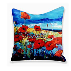 1 pcs Linen Pillow Cover, Print Square Zipper Polyester Traditional Classic miniinthebox