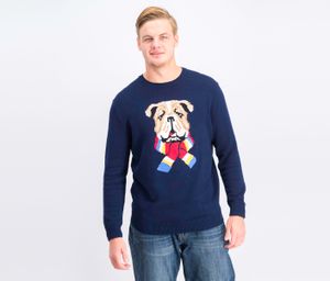 Mens  Crew Neck Bulldog Sweater  Navy