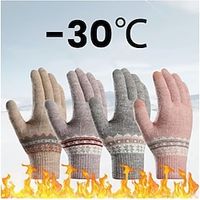 Winter Warm Touch Screen Gloves Women Stretchy Knitting Mittens Acrylic Full Finger Gloves Female Ladies Knitted Winter Gloves Lightinthebox - thumbnail