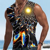 Men's Tank Top Vest Top Sleeveless T Shirt for Men Graphic Abstract V Neck Clothing Apparel 3D Print Sports Running Sleeveless 3D Print Designer Casual Muscle miniinthebox - thumbnail