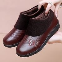 Women's Flats Soft Shoes Comfort Shoes Daily Rhinestone Embroidery Flat Heel Round Toe Plush Comfort Minimalism Faux Leather Faux Fur Loafer Solid Color Floral Black Red Lightinthebox - thumbnail