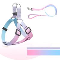 Helepet Flat Pet Leash Harness-Plastic Buckle Large Pink Rainbow