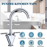 Kitchen Sink Mixer Taps Monobloc Swivel Spout Chrome Brass Dual Lever with Hoses miniinthebox - thumbnail
