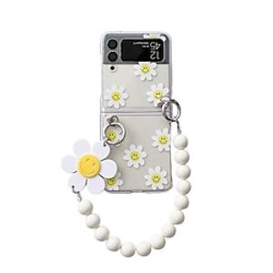 Phone Case For Samsung Galaxy Back Cover Z Flip 3  Z Flip 4 Portable with Phone Strap Shockproof Solid Colored Flower Plastic Lightinthebox