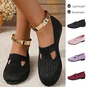 Women's Sneakers Flats Slip-Ons Comfort Shoes Flyknit Shoes Slip-on Sneakers Daily Walking Flat Heel Round Toe Casual Comfort Minimalism Mesh Loafer Solid Color Black Pink Red Lightinthebox