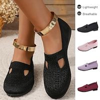 Women's Sneakers Flats Slip-Ons Comfort Shoes Flyknit Shoes Slip-on Sneakers Daily Walking Flat Heel Round Toe Casual Comfort Minimalism Mesh Loafer Solid Color Black Pink Red Lightinthebox - thumbnail