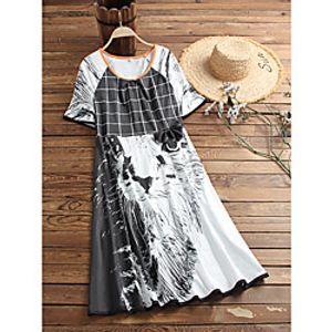 Women's T Shirt Dress Tee Dress Knee Length Dress Black Short Sleeve Cat Fall Summer Round Neck Elegant 2021 S M L XL XXL miniinthebox
