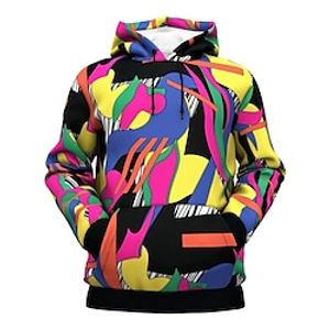 Men's Unisex Pullover Hoodie Sweatshirt Pink Hooded Geometric Graphic Prints Print Daily Sports 3D Print Boho Streetwear Designer Spring   Fall Clothing Apparel Hoodies Sweatshirts  Long Sleeve Lightinthebox