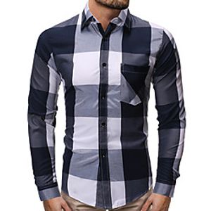 Men's Shirt Other Prints Plaid Print Long Sleeve Daily Tops Streetwear Red Gray miniinthebox