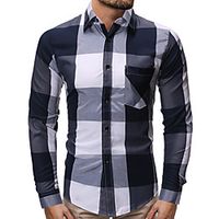 Men's Shirt Other Prints Plaid Print Long Sleeve Daily Tops Streetwear Red Gray miniinthebox - thumbnail