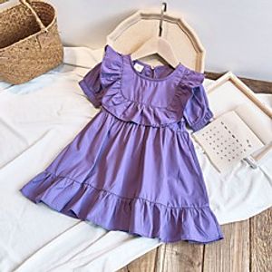 [90-130cm]girl sweet ruffled puff sleeve purple dress Lightinthebox