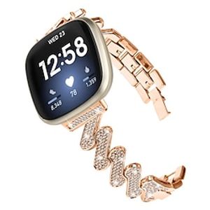 Smart Watch Band Compatible with Fitbit Versa 4, Sense 2, Versa 3, Sense Stainless Steel Smartwatch Strap Women Glitter Crystal Jewelry Bracelet Replacement  Wristband miniinthebox