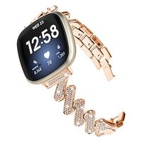 Smart Watch Band Compatible with Fitbit Versa 4, Sense 2, Versa 3, Sense Stainless Steel Smartwatch Strap Women Glitter Crystal Jewelry Bracelet Replacement  Wristband miniinthebox - thumbnail