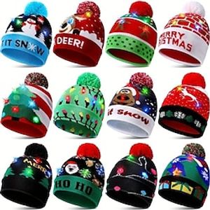 LED Christmas Hat Light Up Christmas Hat Unisex Knitted Beanie Holiday Hat Santa Claus Christmas Gifts Decoration miniinthebox