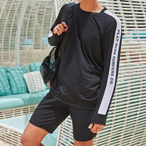 Men's Rash Guard Dive Skin Suit Spandex Swimwear Quick Dry Breathable Long Sleeve 2 Piece - Swimming Surfing Water Sports Stripes Autumn  Fall Spring Summer Lightinthebox
