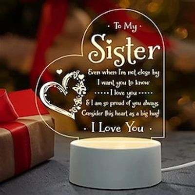 1pc 3D Creative Lamp, Sister Gifts to My Sister Night Light, Sisters Gifts from Sister Brother, Birthday Gifts for Sister, Graduation Christmas Night Lamp Present Lightinthebox