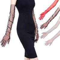 Women's Long Stretchy Mesh Tulle Sheer Gloves Costume Wedding Opera Halloween Party 1920's Dance Gloves Lightinthebox