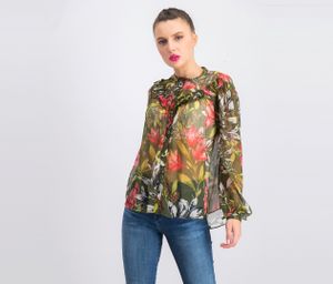 Womens Floreta Ruffled Blouse  Cactus