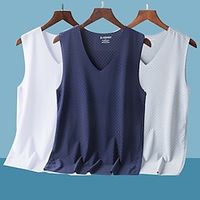 Men's Tank Top Vest Top Undershirt Plain V Neck Street Vacation Sleeveless Clothing Apparel Fashion Designer Basic Lightinthebox - thumbnail