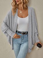 Women's Fashionable Bat Sleeve Cardigan Loose Knitted Jacket