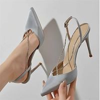Women's Wedding Shoes Dress Shoes Wedding Party Daily Solid Color Wedding Heels Bridal Shoes Bridesmaid Shoes Summer Sparkling Glitter Stiletto Heel Pointed Toe Elegant Fashion Satin Ankle Strap Wine Lightinthebox - thumbnail