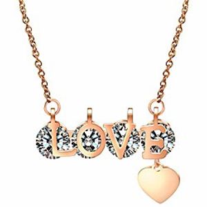 jude jewelers stainless steel cubic zircon word love statement promise necklace (rose gold) Lightinthebox
