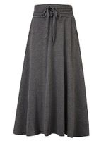 Casual Pure Color Drawstring High Waist Maxi Skirt For Women